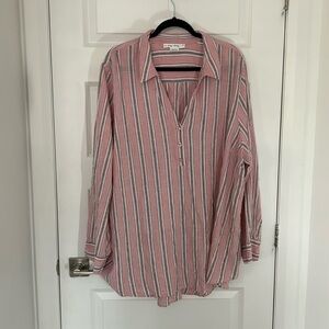 IN EVERY STORY - women plus size blouze pull over coastal linen blend pink 2X